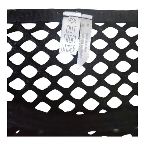 OUT FROM UNDER Black Fishnet Mesh Top Sz M Sheer Gothic Rocker Cropped Stretchy - Picture 6 of 6